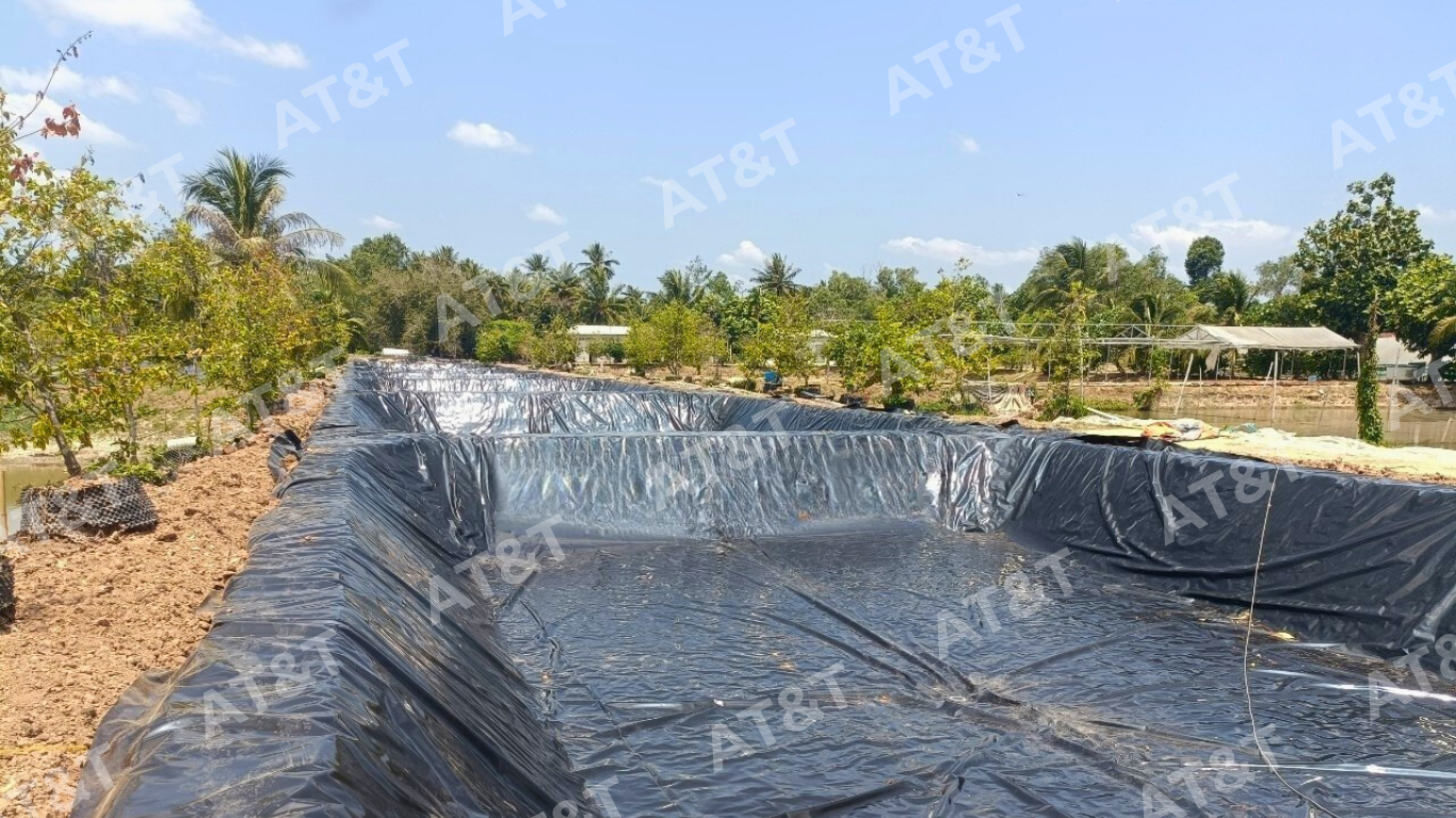 Công nhân thi công trải bạt HDPE