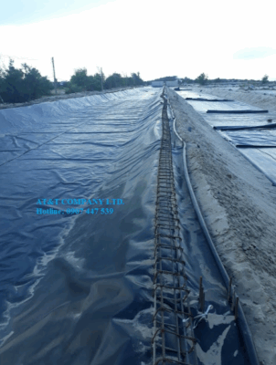 Lót bạt ao nuôi tôm bằng màng HDPE